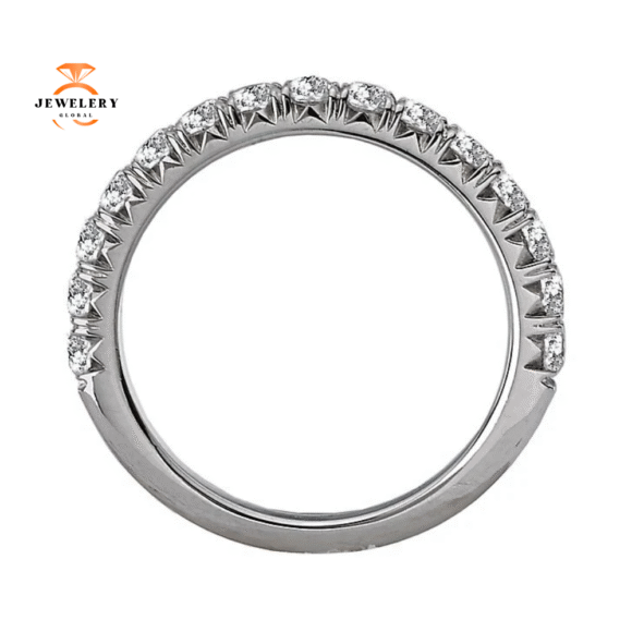 14KT WHITE GOLD 5/8 CTW DIAMOND FRENCH PAVE 15 STONE BAND - Image 4