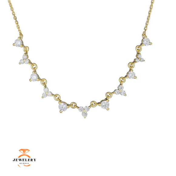 EMILIQUE 14KT GOLD 0.55 CTW DIAMOND GRADUATED V NECKLACE