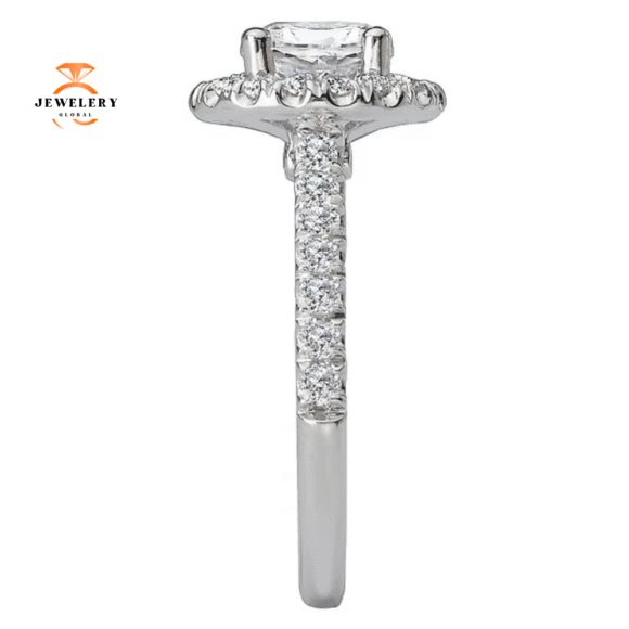 14KT WHITE GOLD 5/8 CTW DIAMOND ROUND HALO SETTING FOR 1 CT ROUND - Image 2