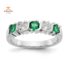 14KT WHITE GOLD DIAMOND WITH EMERALD BAND