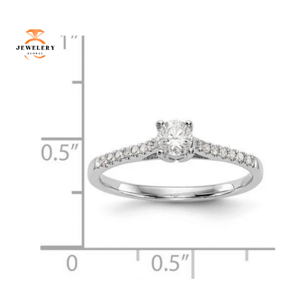 14KT WHITE GOLD ROUND DIAMOND PROMISE RING - Image 3