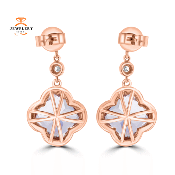 18KT ROSE GOLD 8.20 CTW MORGANITE & 0.95 CTW DIAMOND DROP EARRINGS - Image 3