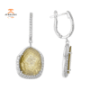 18KT White Gold 3.54 CTW Yellow Diamond Slice Drop Earrings
