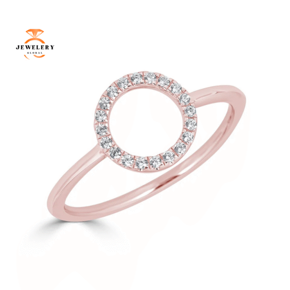 EMILIQUE 14KT GOLD 1/10 CTW DIAMOND OPEN CIRCLE RING - Image 3