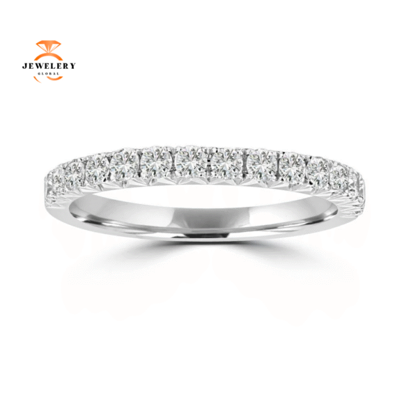 14KT WHITE GOLD 1/2 CTW ROUND DIAMOND FRENCH PAVE SET BAND