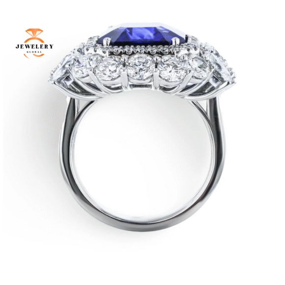 JULEVE PLATINUM 7.28CT SAPPHIRE & 3.38CTW DIAMOND RING - Image 3