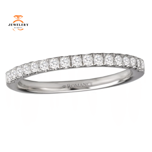 14KT White Gold 1/4 CTW Round Diamond Wedding Band