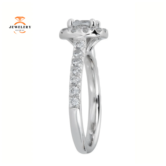 JULEVE 14KT GOLD 1 1/2 CTW DIAMOND CUSHION HALO RING - Image 2