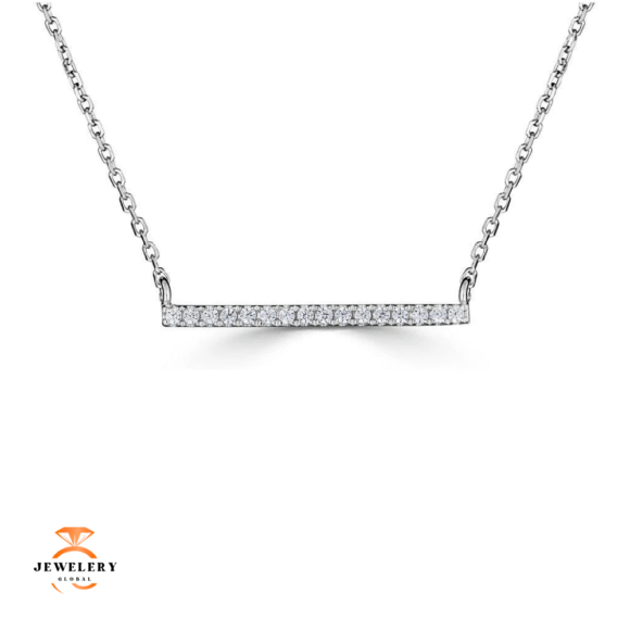 EMILIQUE 14KT GOLD 0.08 CTW DIAMOND HORIZONTAL BAR NECKLACE