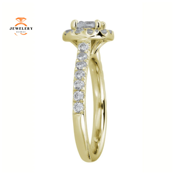 JULEVE 14KT GOLD 1 1/2 CTW DIAMOND CUSHION HALO RING - Image 4