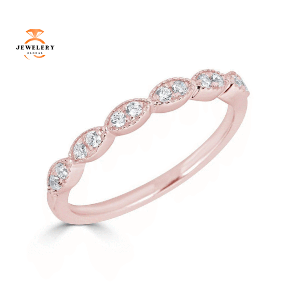 EMILIQUE 14KT GOLD 1/5 CTW DIAMOND MARQUISE SHAPE STACKABLE BAND