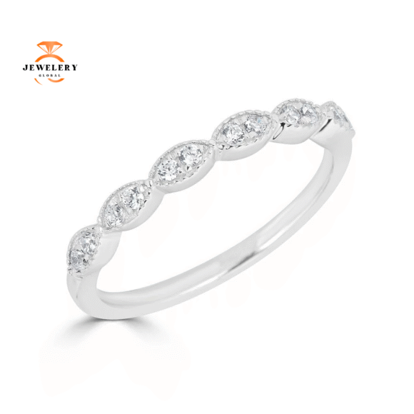 EMILIQUE 14KT GOLD 1/5 CTW DIAMOND MARQUISE SHAPE STACKABLE BAND - Image 2