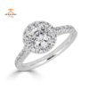 JULEVE 14KT GOLD 1.50 CTW DIAMOND ROUND HALO CATHEDRAL RING