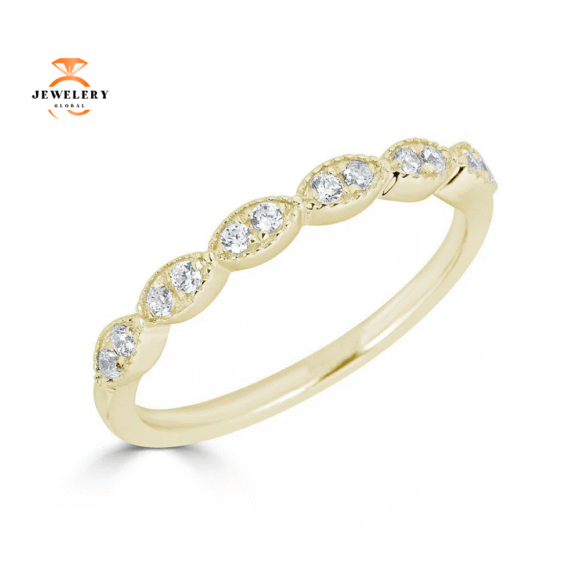 EMILIQUE 14KT GOLD 1/5 CTW DIAMOND MARQUISE SHAPE STACKABLE BAND - Image 3